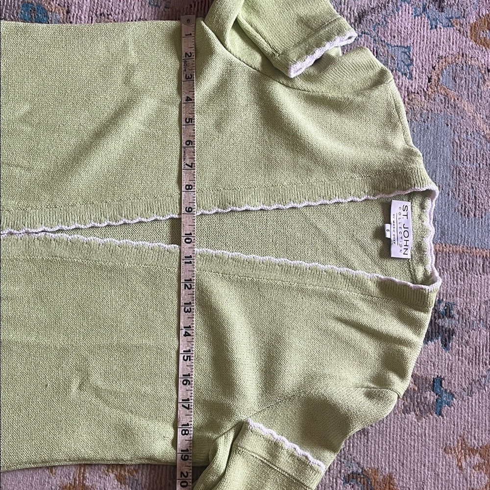 Vintage ST JOHN Collection‎ by Marie Grey Lime Green Cardigan - Picture 7 of 9